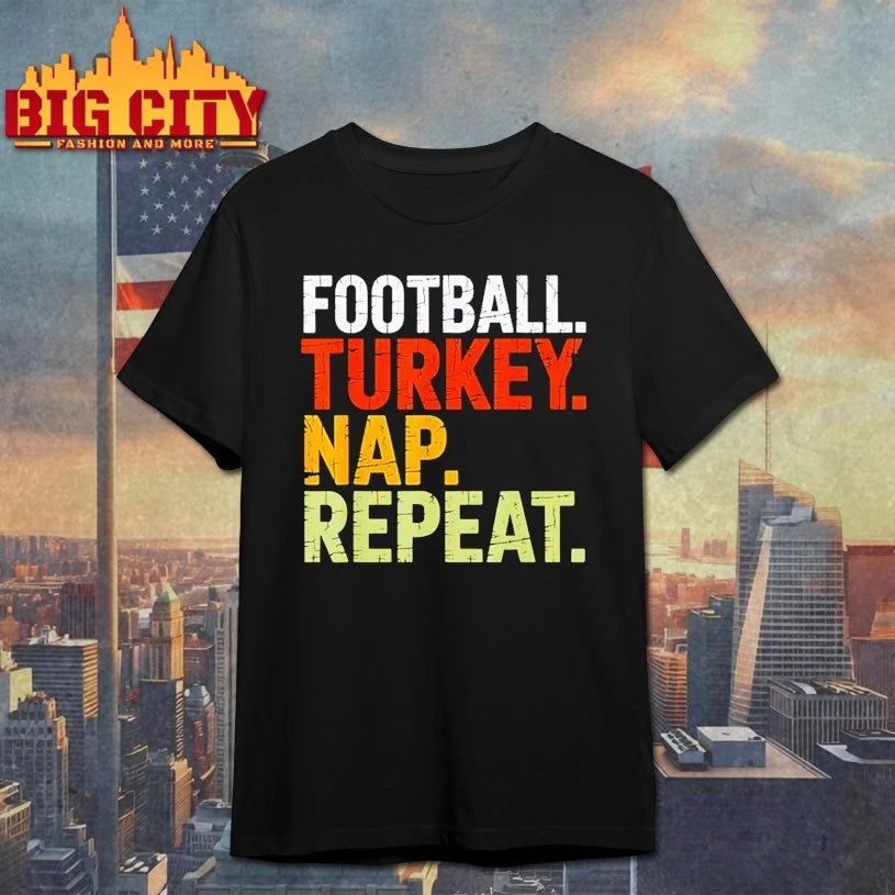Football Turkey Nap Repeat Funny Thanksgiving vintage shirt