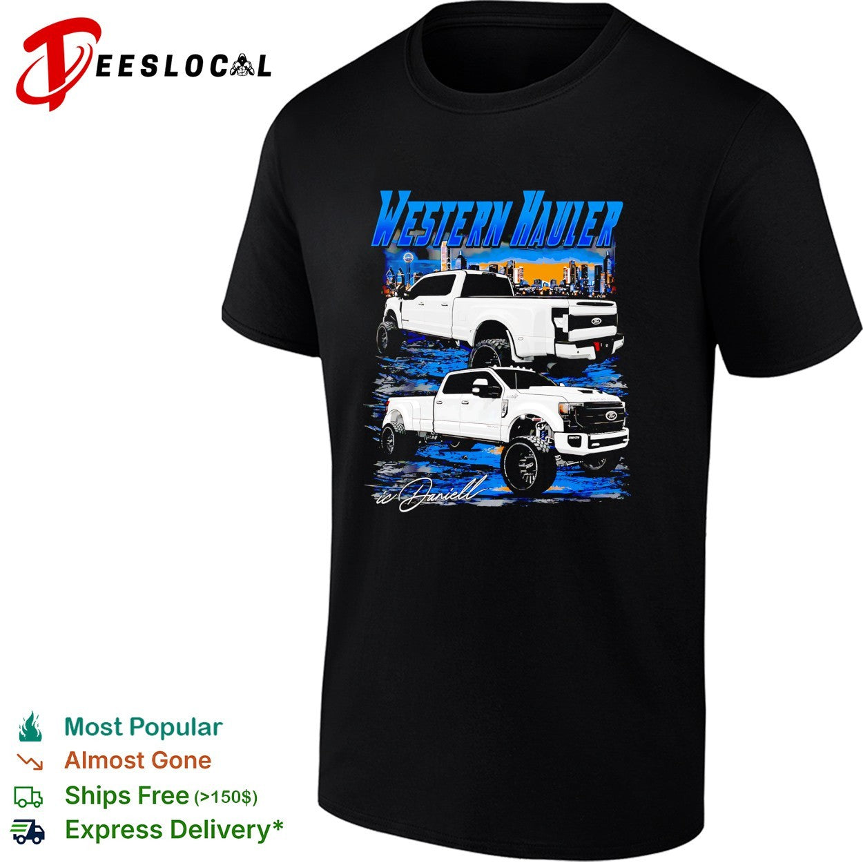Ford western hauler truck city skyline shirt