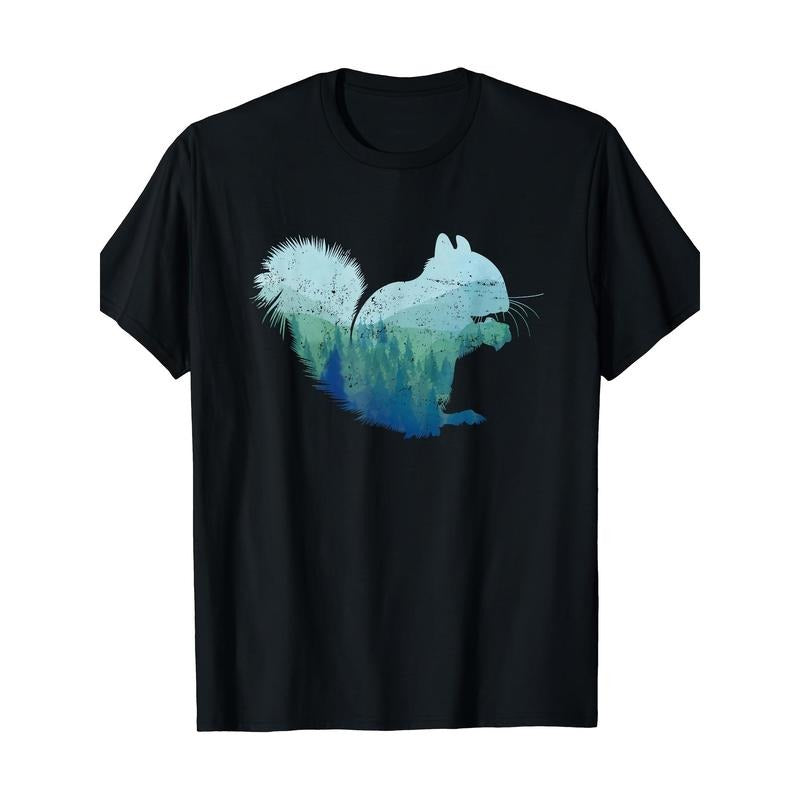 Forest Squirrel T-Shirt Casual Crew Neck T-Shirt Made in USA Hoodie, Sweatshirt | CiraTrend.com