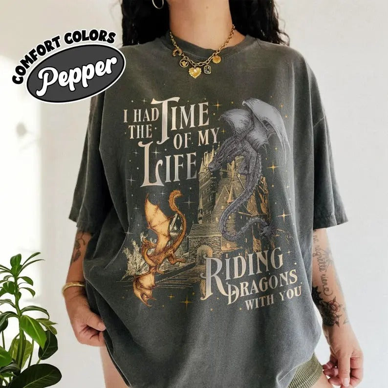 Fourth Wing Dragon Tairn Andarna Comfort Colors Shirt, I Had The Time Of My Life Riding Dragons With You, Basgiath War...