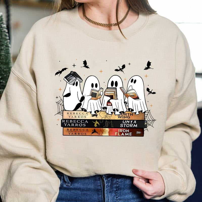 Fourth Wing Onyx Storm Ghost Shirt, Fourth Wing Spooky Ghost Shirt, Bookish Ghost, Fourth Wing Halloween