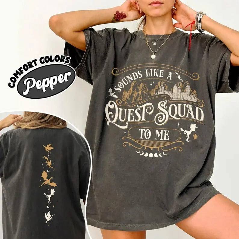 Fourth Wing Quest Squad Comfort Colors Shirt, Ridoc Dragon Rider T Shirt, Onyx Storm Riorson House Tee, Gift For Book...