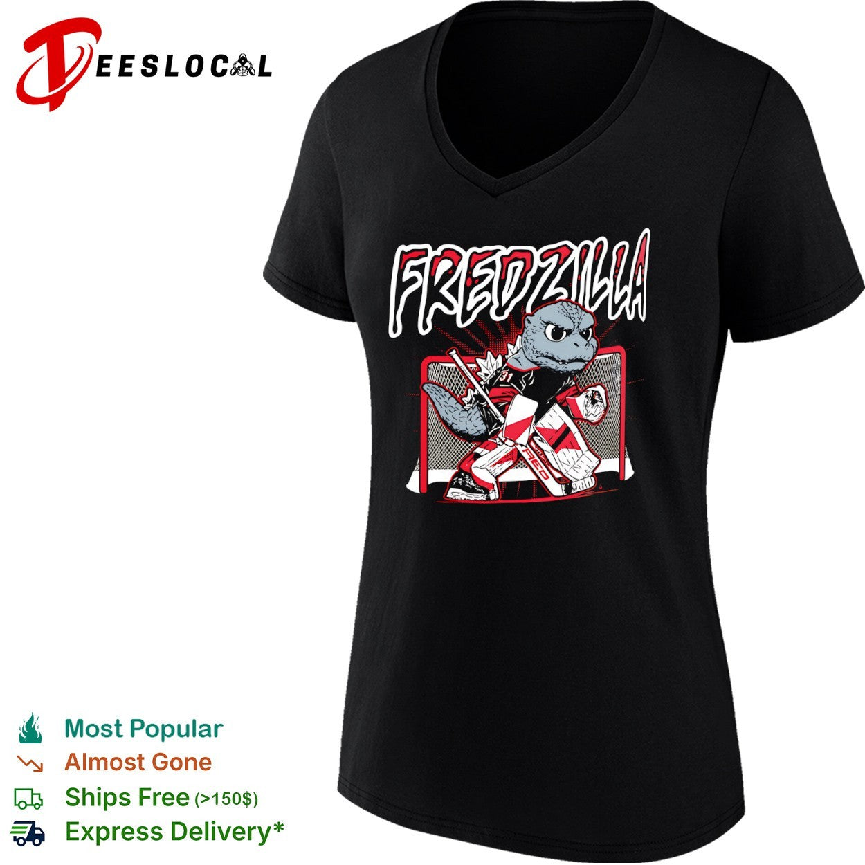 Fredzilla Godzilla Hockey Goalie shirt