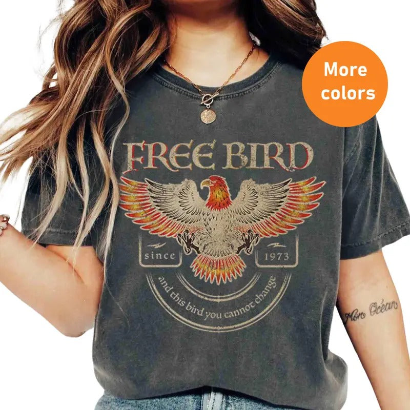 Free Bird T-Shirt - Vintage Band Tee, Retro Music Style, Trendy Unisex Shirt, Gift for Best Friend, Him & Her - Trending, Crew Neck, Top
