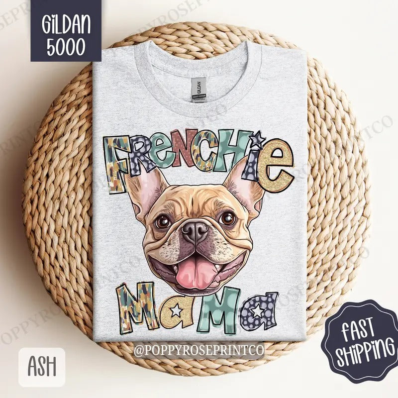 Frenchie Mama Shirt Gildan, Dog Mom Women's Tee, Cute French Bulldog Mama Women's Tshirt Plus Sizes Hoodie, Sweatshirt