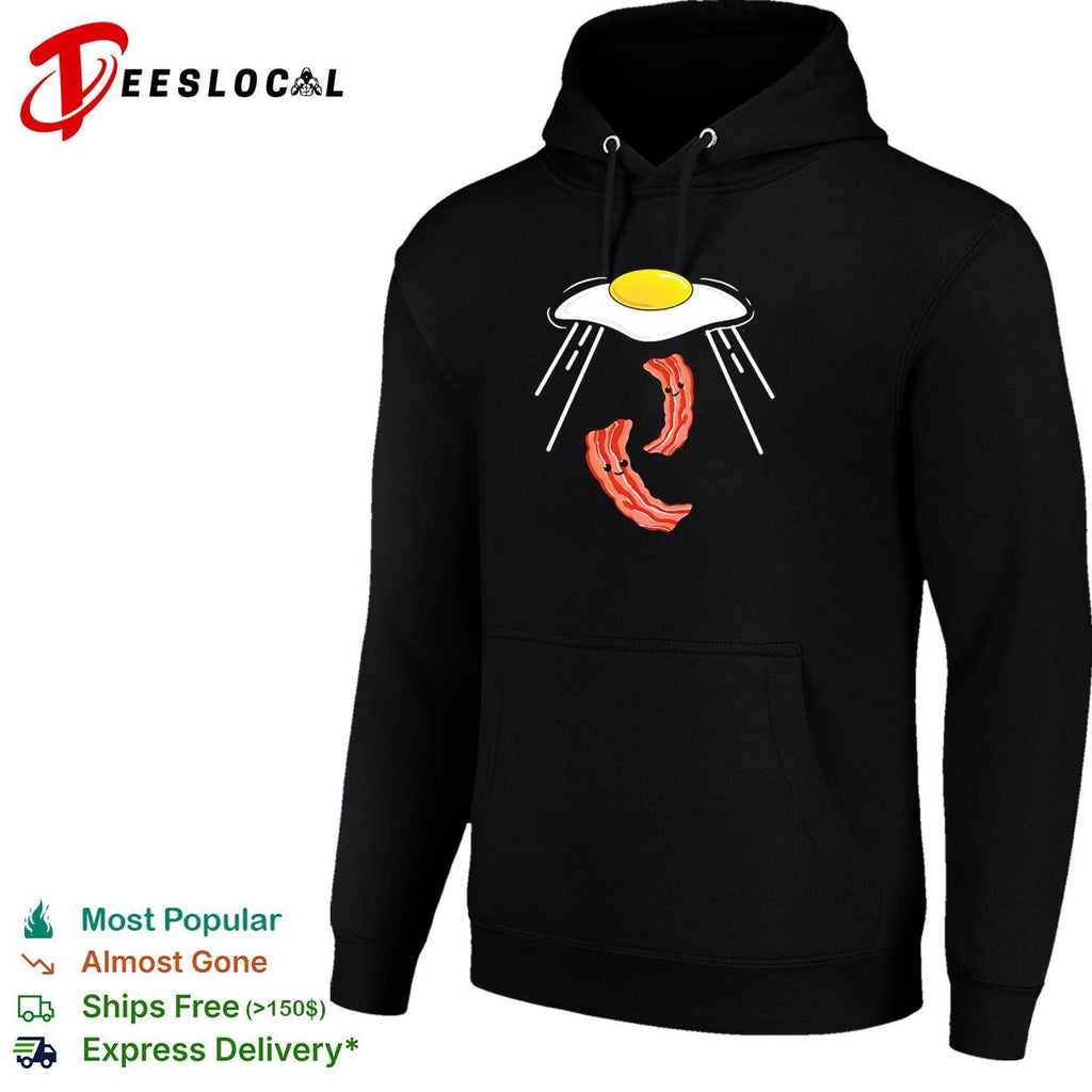 Fried egg alien abduction bacon strips shirt