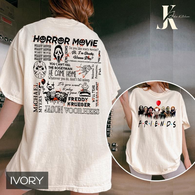 Friends Halloween Characters Shirt, Spooky Halloween Shirt, Halloween Friends Sweatshirt, Horror Halloween Sweater, Scary...