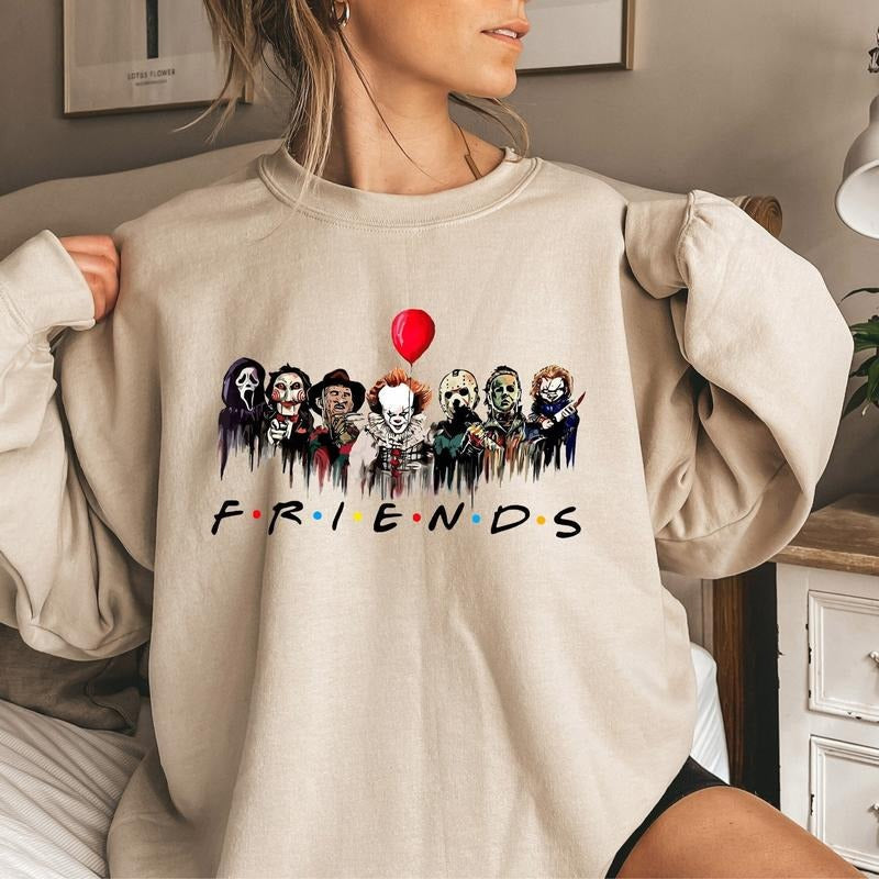 Friends Halloween Sweatshirt, Spooky Halloween Shirt, Halloween Friends Sweatshirt, Halloween Horror, Scary Movie T-Shirt, Halloween Shirt, Friends Halloween, Horror Movie Shirt, Horror Characters, Horror Friends Shirt, Halloween Party Tee, Horror