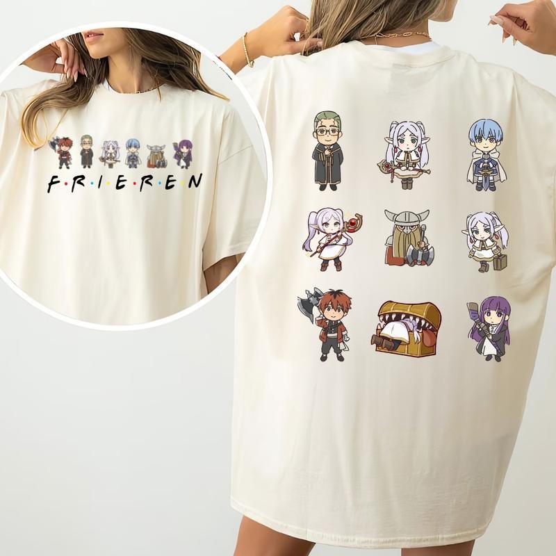 Frieren Beyond Journey's End Chibi Shirt, Frieren Merch, Top Anime Sweatshirt, Anime Shirt, Classic Cotton, Frieren Tee...