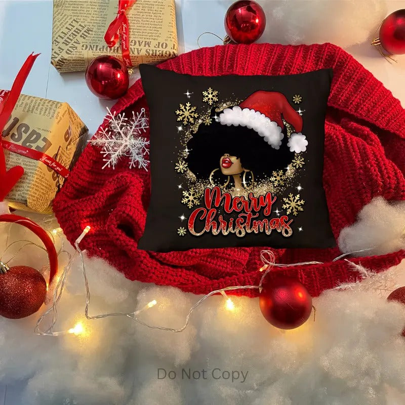 Merry Christmas Girl w/ Fro DTF Transfer ONLY - This is NOT a T Shirt Hoodie, Sweatshirt | CiraTrend.com