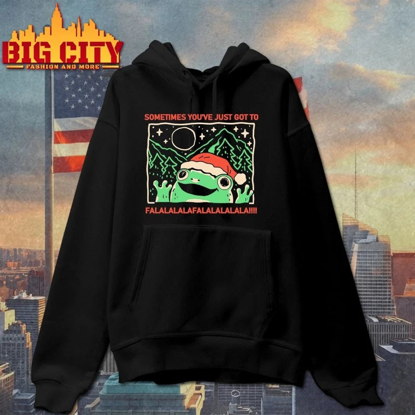 Frog santa hat Sometimes You’ve Just got to Flalalalaflalalala shirt