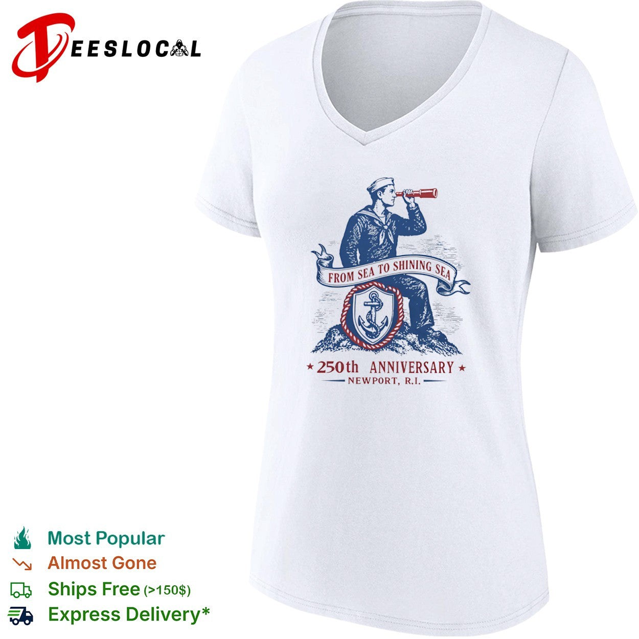 From Sea to Shining Sea 250th Anniversary Newport RI Sailor Anchor Nautical shirt