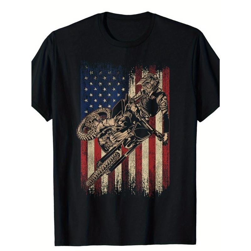 Fun American Flag Motocross Dirt Bike Enthusiast T-Shirt - USA Flag Design Made in USA Hoodie, Sweatshirt | CiraTrend.com