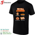 Fun fall activities drink cozy play in leaves carve jack-o-lantern summon my dead dad shirt