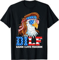 Funny 4th of July Shirts For Men, DILF Damn I Love Freedom Eagle Funny Patriotic 4th Of July T-Shirt Menswear Top Casual...