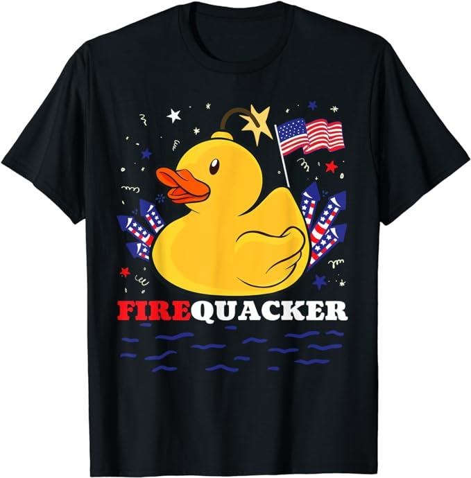 Funny 4th of July Shirts For Men, Firecracker Duck 4th of July Patriotic Day USA Flag Funny T-Shirt Menswear Top Casual...