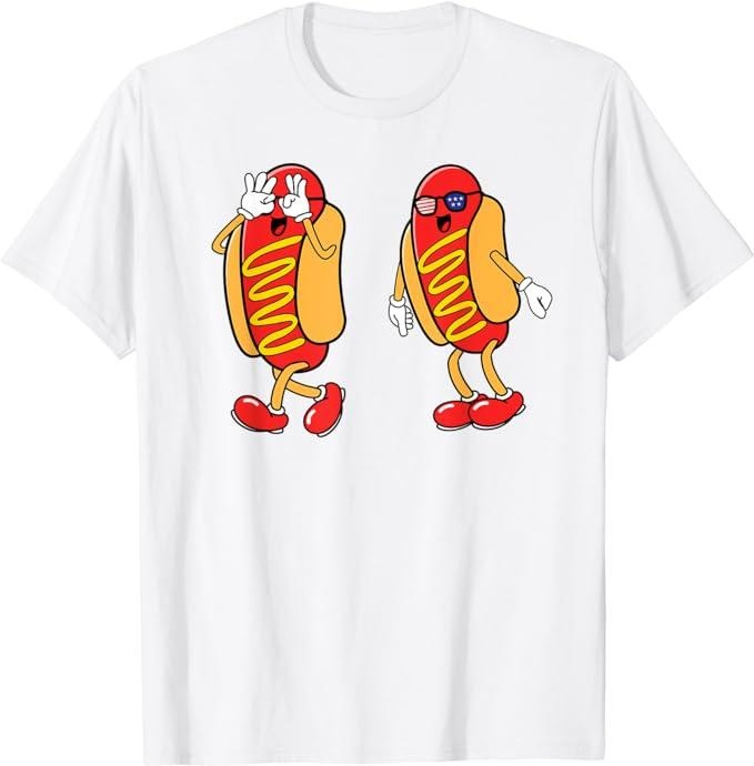 Funny 4th of July Shirts For Men, Hot Dog Griddy Dance Hotdog 4th of July T-Shirt Menswear Top Casual Cotton Fashion...