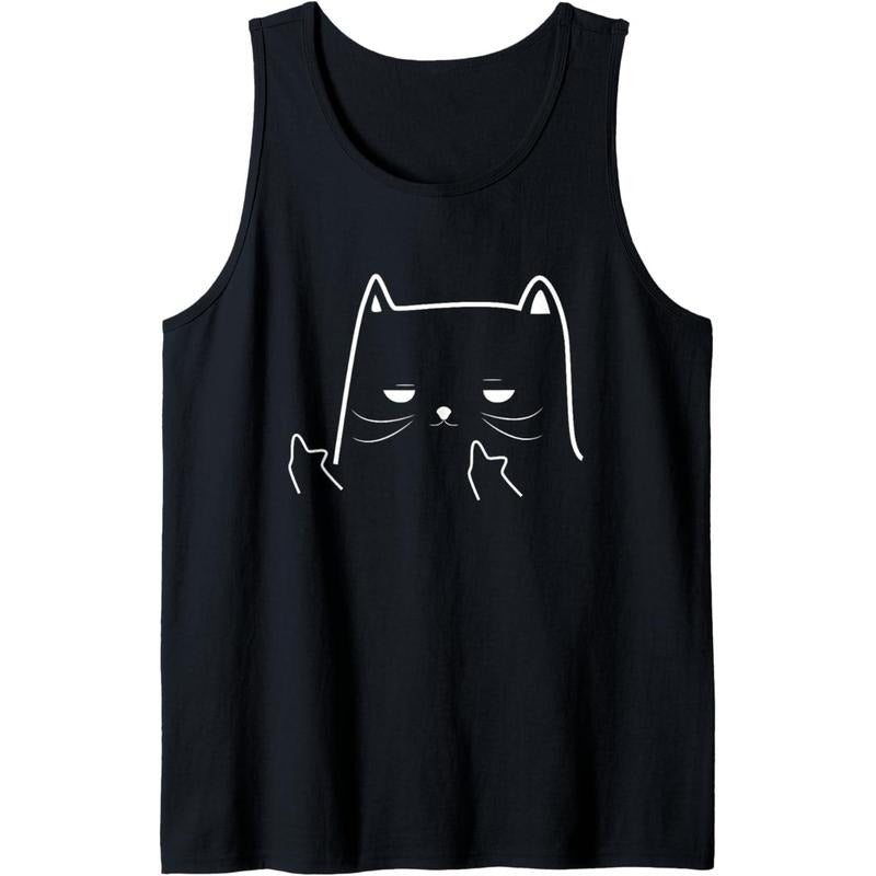 Funny Adult Humour Cat Middle Finger Men & Women Tank Top MADE IN USA T-Shirts, Hoodie, Sweatshirt | CiraTrend.com