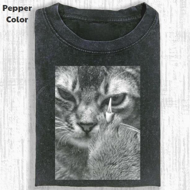 Funny Animal Vintage Graphic Tee, Angry Cat T-Shirt, Animal Shirt, Unisex Meme Cringe Funny Shirt, Menswear Womenswear...