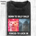 Funny Animal Vintage Graphic Tee, Born To Dilly Dally T-Shirt, Stupid Cat Animal Shirt, Unisex Meme Cringe Funny Shirt,...