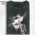 Funny Animal Vintage Graphic Tee, Cat Singing T-Shirt, Animal Shirt, Unisex Meme Cringe Funny Shirt, Menswear Womenswear...