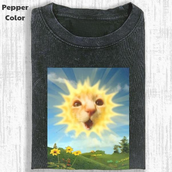 Funny Animal Vintage Graphic Tee, Sunshine Cat T-Shirt, Stupid Cat Animal Shirt, Unisex Meme Cringe Funny Shirt, Menswear...