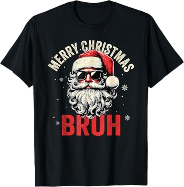 Funny Bruh Shirt, Merry Christmas Bruh Funny Santa Claus Groovy T-Shirt - Menswear Top Hoodie, Sweatshirt | CiraTrend.com