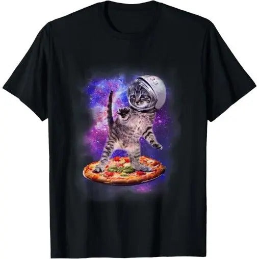 Funny Cat Flying A Pizza Astronaut Kitten Space T-Shirt Made in USA Hoodie, Sweatshirt | CiraTrend.com