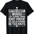 Funny Construction Work Shirts, Funny Construction Design For Men Dad Construction Worker T-Shirt Menswear Casual Cotton...