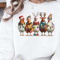 Funny Cute Christmas Chickens Sweatshirt, Xmas Farm Sweater, Cute Christmas Chicken Tee, Cute Women Xmas Gift, Cozy...