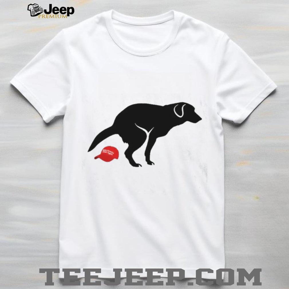 Funny Dog Pooping on Red MAGA Hat Political Satire T Shirt