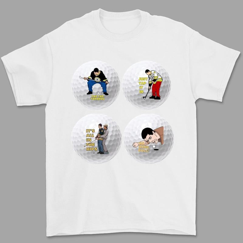 Funny Golf Ball T-shirt, Set of 4 Cartoon Golf Balls, Golf Practice Ball Gift T-shirt, Novelty Golf Gift for Male Dad...