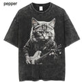 Funny Guitar Cat - Rock Cat Playing Guitar Music cute cat T-Shirt, Rock Cat Playing Guitar Vintage Shirt, Retro Funny...