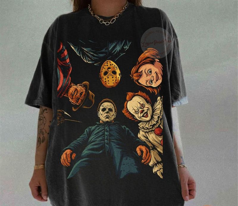 Funny Halloween Characters Face Shirt, Horror Movie Shirt, Scary Movie TShirt Hoodie, Sweatshirt | CiraTrend.com
