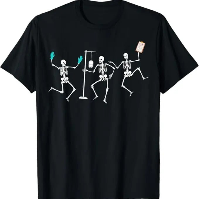 Funny Halloween Shirts For Men, Funny Nurse Skeleton, Halloween Healthcare Crew, Skeleton T-Shirt Menswear
