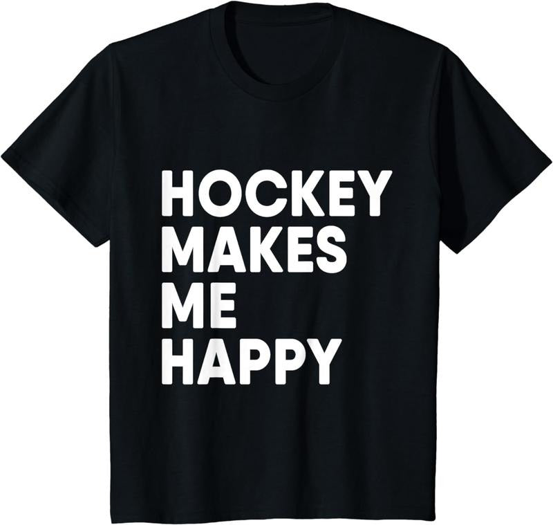 Funny Hockey Shirt, Ice Hockey Makes Me Happy T-Shirt Menswear Top Hoodie, Sweatshirt | CiraTrend.com