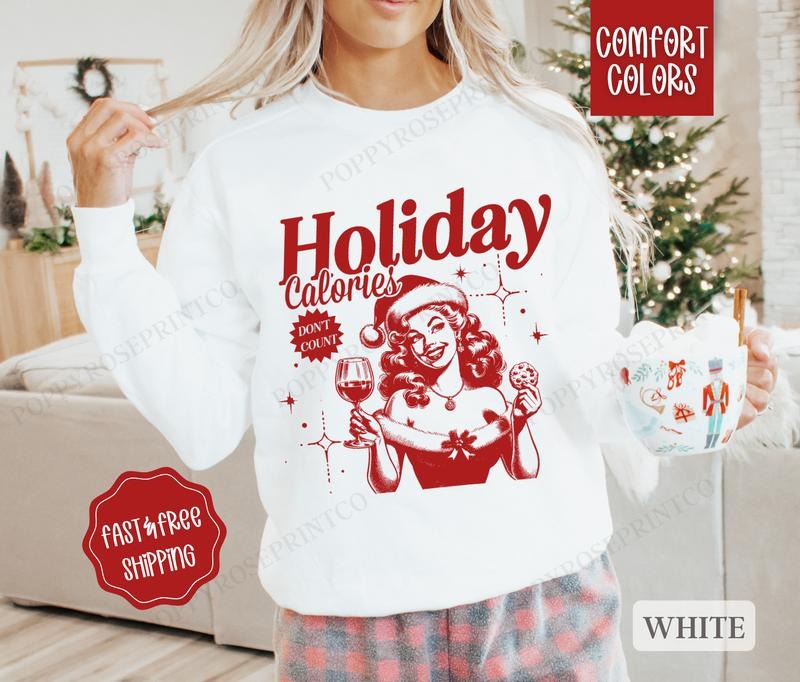 Funny Holiday Comfort Colors Sweatshirt, Christmas Sweater Womenswear, Holiday Crewneck T-Shirts, Hoodie | CiraTrend.com