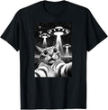 Funny Meme Shirts For Men, Funny Invasion Meme Retro Alien Cat UFO Selfie T-Shirt Menswear Top Hoodie, Sweatshirt