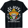 Funny Mexican Shirts, El Jefe Is Grilling Stand Back Funny Vintage BBQ Mexican men T-Shirt Menswear Top Casual Classic...