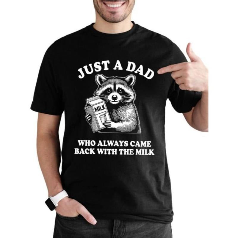 Funny Raccoon Graphic Dad T-Shirt - Comfortable Cotton Fabric, Humorous Father's Day Gift, Cool Husband Shirt with...