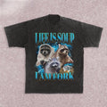 Funny Raccoon Tshirt - Life Is Soup I Am Fork - Absurd Meme Shirt - Raccoon Vintage Graphic Tee - Trendy Bootleg Shirt