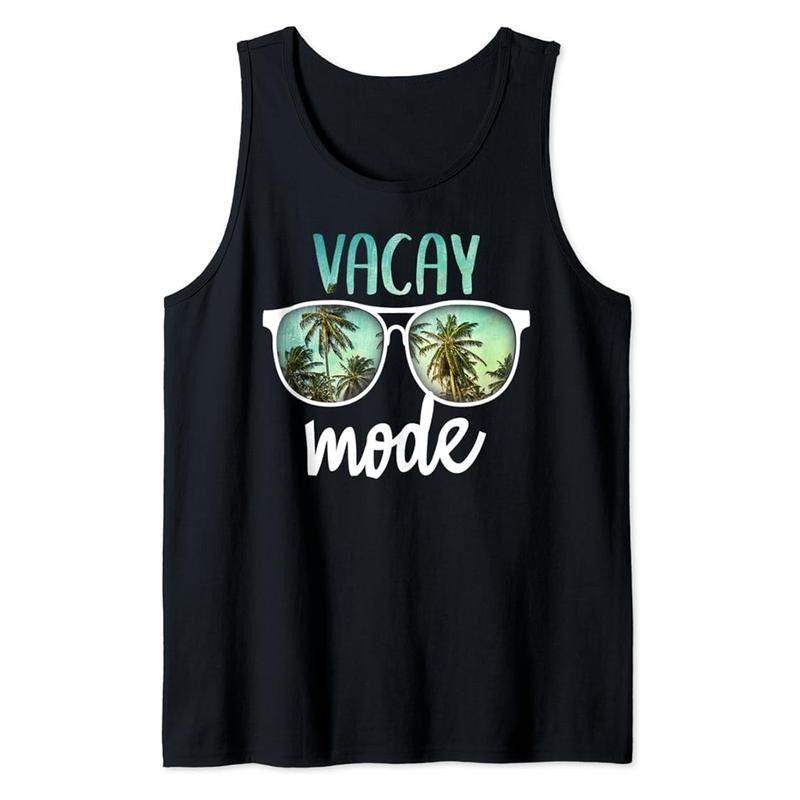Funny Vacation Tank Top, Vacay Mode Cute Vacation Summer Cruise Getaway Tank  Top Casual Cotton Fabric T-Shirts, Hoodie,...