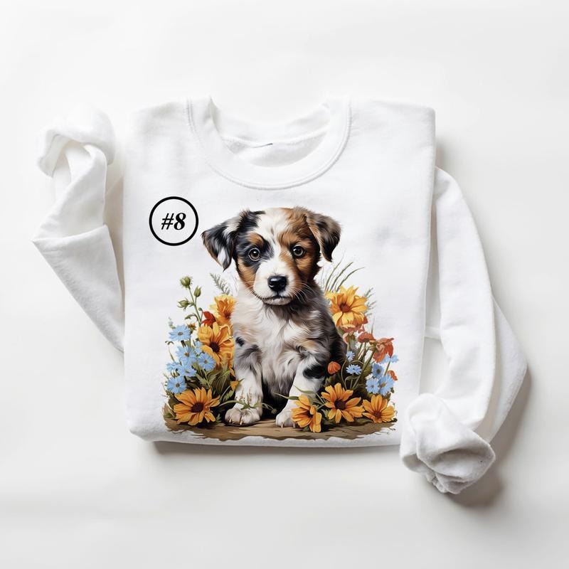 Funny Watercolor Flowers Dogs Sweatshirts 4th of July Hoodie Tropical Dog Summer Cute T-shirt Hunting Season Unisex...