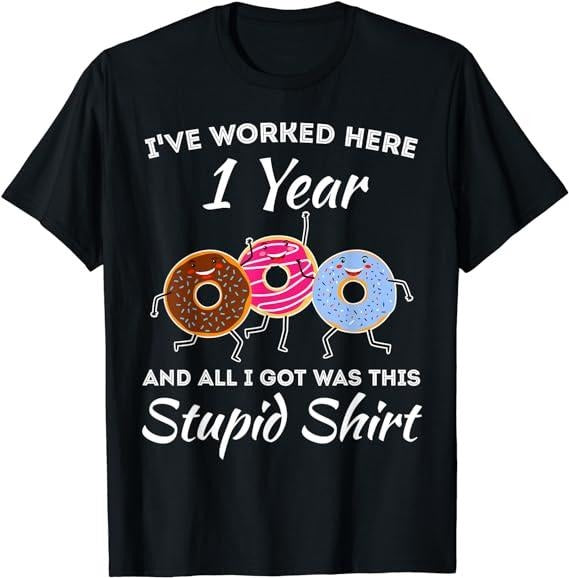 Funny Work Shirts, Funny 1 Year Work Anniversary One Year Employee Appreciation T-Shirt Menswear Casual Cotton Hoodie,...