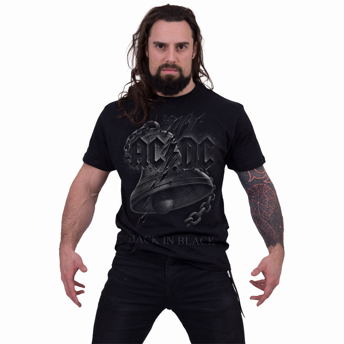 AC/DC - BACK IN BLACK TORN - Front Print T-Shirt Black Hoodie, Sweatshirt | CiraTrend.com (Image 2)