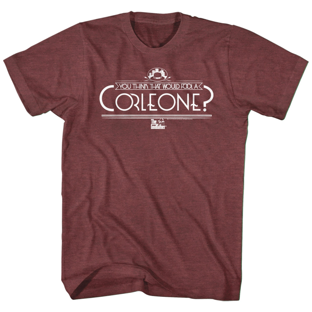 Godfather Mens S/S T-Shirt - Fool A Corleone - Heather Vintage Maroon Heather Hoodie, Sweatshirt | CiraTrend.com