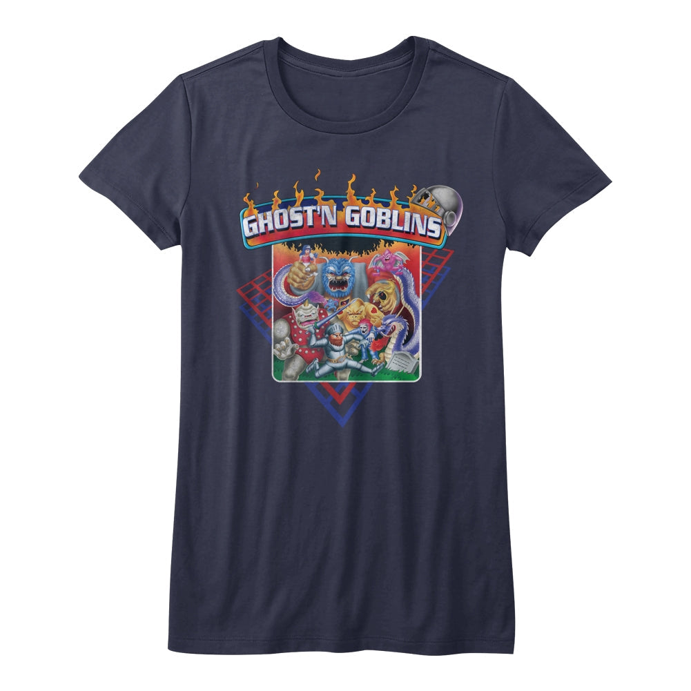 Ghost'N Goblins Girls Juniors S/S T-Shirt - Ghost'N - Solid Navy Hoodie, Sweatshirt | CiraTrend.com