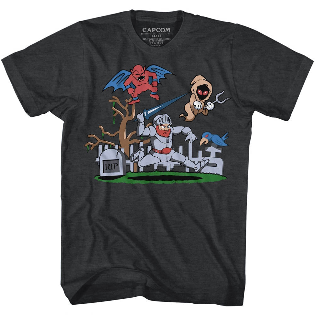 Ghost'N Goblins Mens S/S T-Shirt - Graveyard - Heather Black Heather Hoodie, Sweatshirt | CiraTrend.com