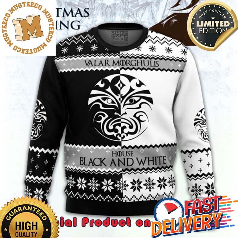 GOT Game of Thrones House Black And White Ugly Christmas Sweater For Holiday 2023 Xmas Gifts