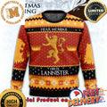 GOT Game of Thrones House Lannister Ugly Christmas Sweater For Holiday 2023 Xmas Gifts